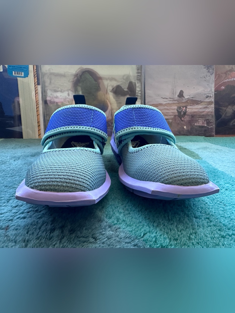Fluevog EXCELLENT Angel Blair vegan Velcro strap green/blue/purple MJ sneaker -9 - Picture 9 of 16